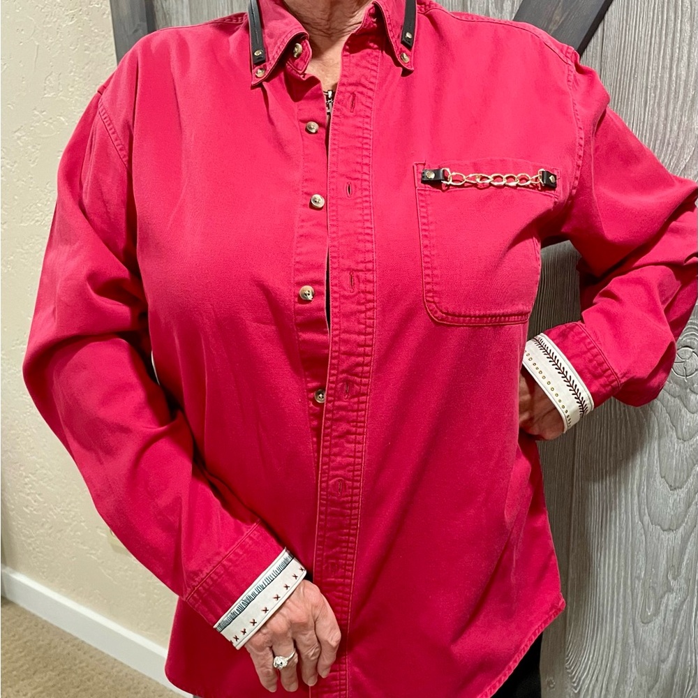 Covington Vibrant Red Shirt w/ Stylish Detail